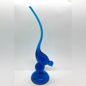 Vtg MCM Viking Glass Co Blue Bird Bluenique Figurine Mid Century Modern / 9.5”